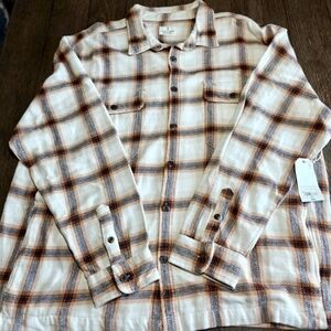 New Men Mutual Weave Midweight Beige Shadow Shirt Jacket Size XXL